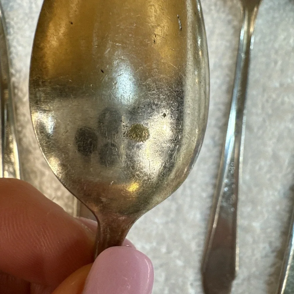 7 Vintage Wm Rogers & Son Gardenia Silverplate Flatware Teaspoons
